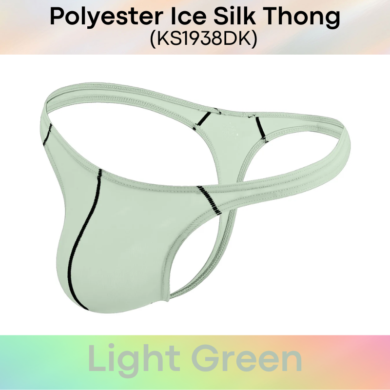 Men's Thong: Polyester Ice Silk Thin Low Waist Thong Underwear (KS1938DK)