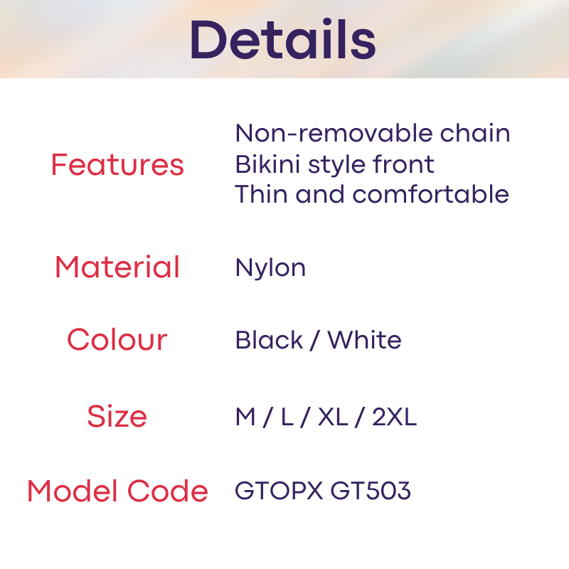 Men's Brief: Nylon Bikini Brief with Non-Removable Side Metal Chain (GT503)