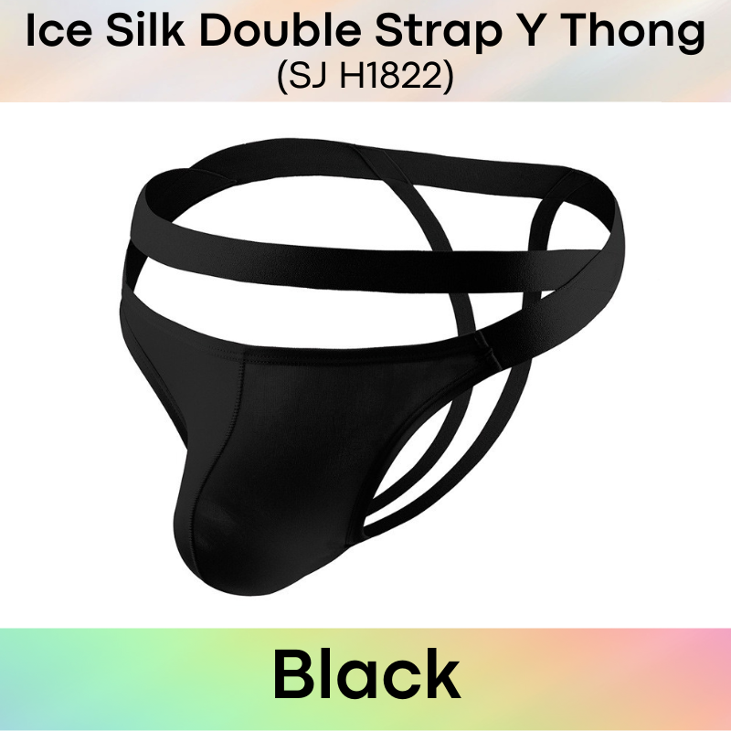 Men's Thong : Nylon Ice Silk Double Strap Y Thong (SJ H1822)