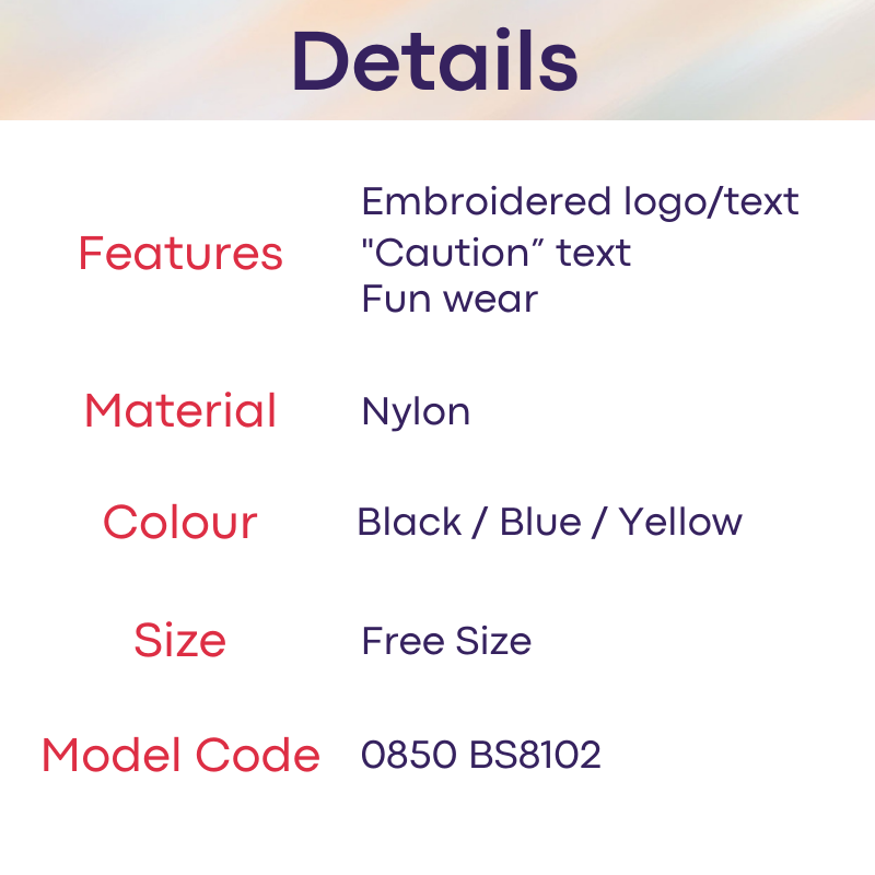 Men's Strap: Nylon Spandex Harness Back Cross Strap with Embroidered Logo/Text "0850 Caution" (BS8102)