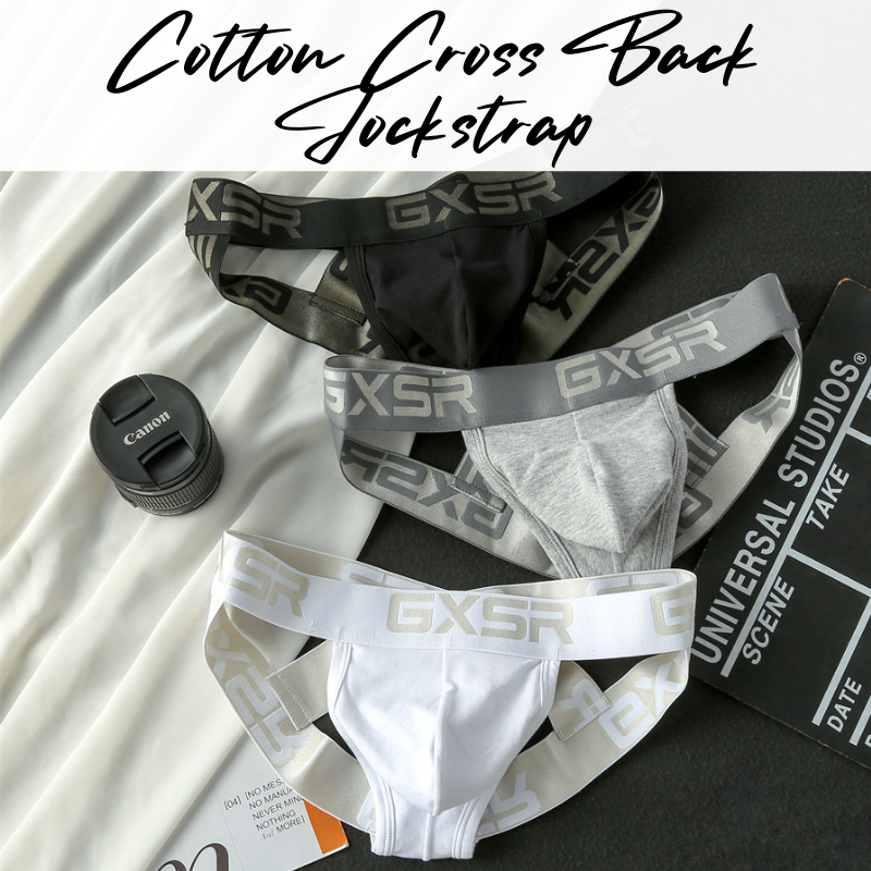 Men's Jockstrap: Cotton Double Layer Pouch Cross Back Jockstrap Underwear (GXSR333)