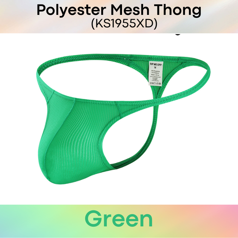Men's Thong: Polyester Mesh Thong Underwear (KS1955XD)