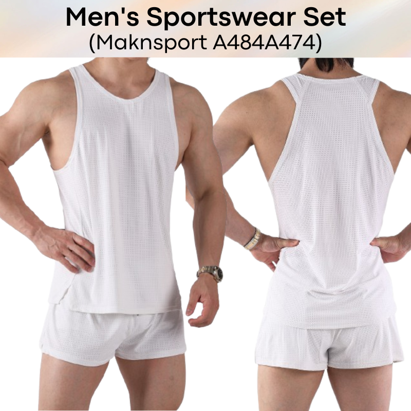 Men's Sportswear : Sleeveless Tee and Shorts with Inner Anti-Abrasion Tights (Maknsport A484/A474)