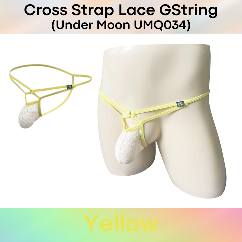 Men's GString: Nylon Sheer Lace 3D Convex Pouch Low Waist GString Underwear (UMQ034)