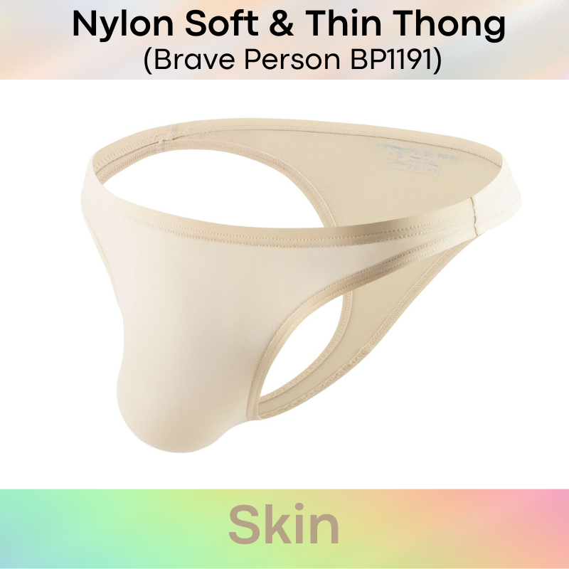 Men's Thong: Nylon Wide Front Close to Skin Thong Underwear (BP1191)