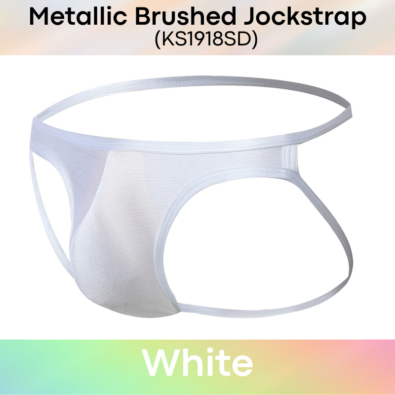 Men's Jockstrap: Polyester Metallic Brushed Look Jockstrap with Large 3D Pouch (KS1918SD)
