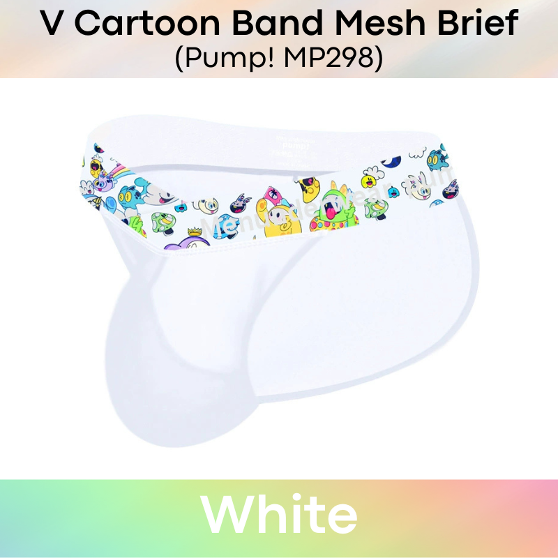 Men's Brief : Nylon V Cartoon Band Mesh Brief (Pump! MP298)