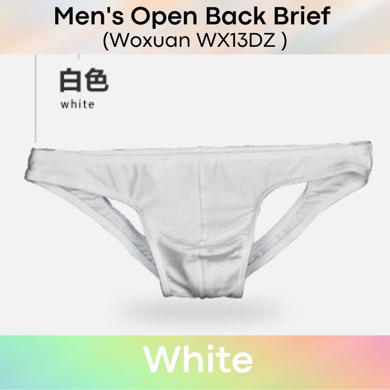 Men's Brief : Open Back Low Waist Metallic Brushed Polyester Brief (Woxuan WX13DZ)