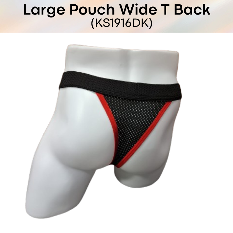 Men's Thong: Polyester Perforated Thong with Large Pouch and Wide Thong Strip (KS1916DK)