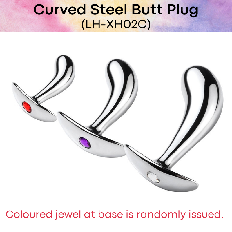 Adult Toy : Curved Stainless Steel Butt Plug (LH-XH02C)