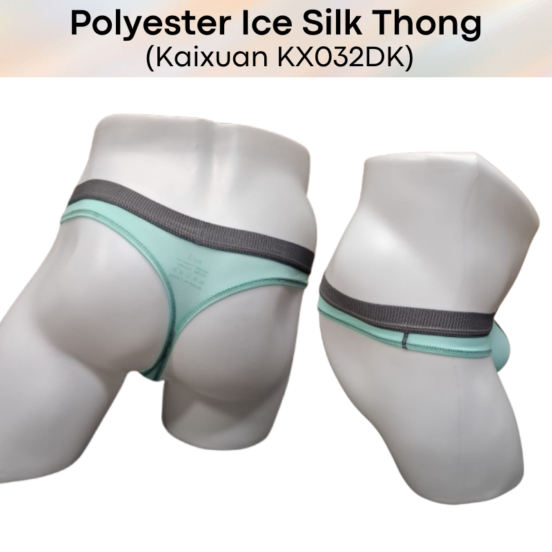 Men's Thong: Polyester Ice Silk Soft and Thin Thong Underwear (KX032DK)