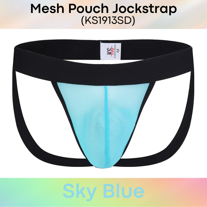 Men's Jockstrap: Polyester Mesh See Through 3D Pouch Jockstrap Underwear (KS1913SD)