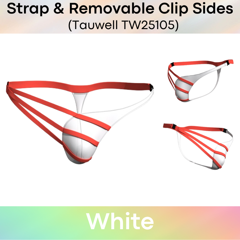 Men's Thong: Ice Silk Thin Thong with 3-Strap Side and Removable Side Clip Hooks (TW25105)