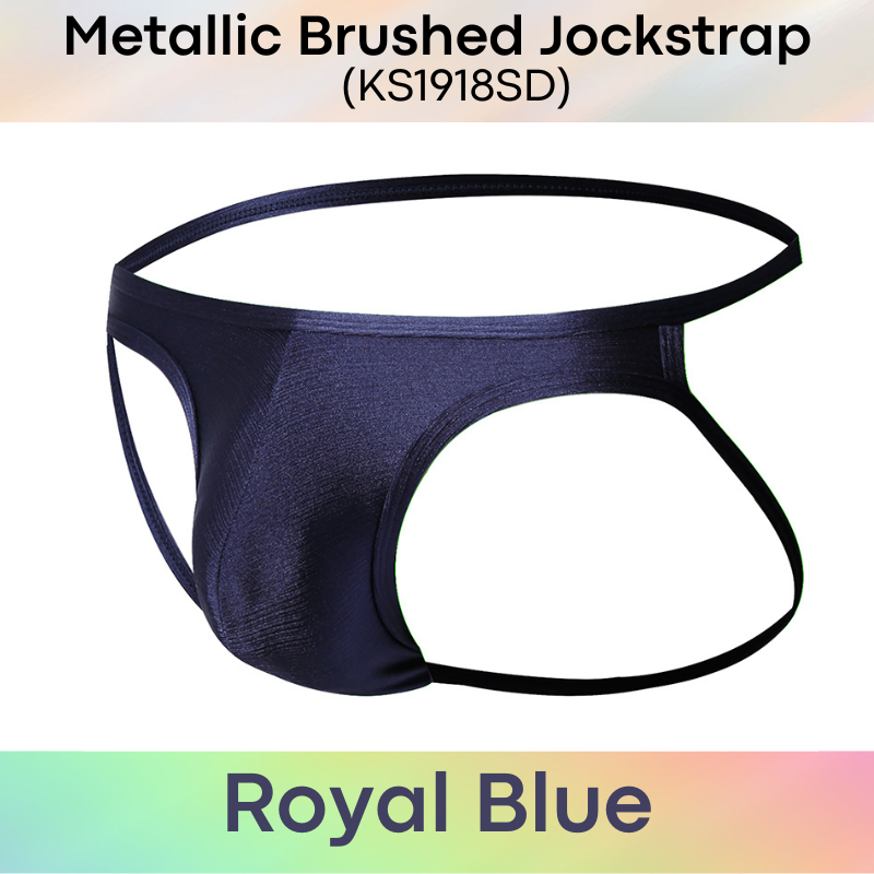 Men's Jockstrap: Polyester Metallic Brushed Look Jockstrap with Large 3D Pouch (KS1918SD)