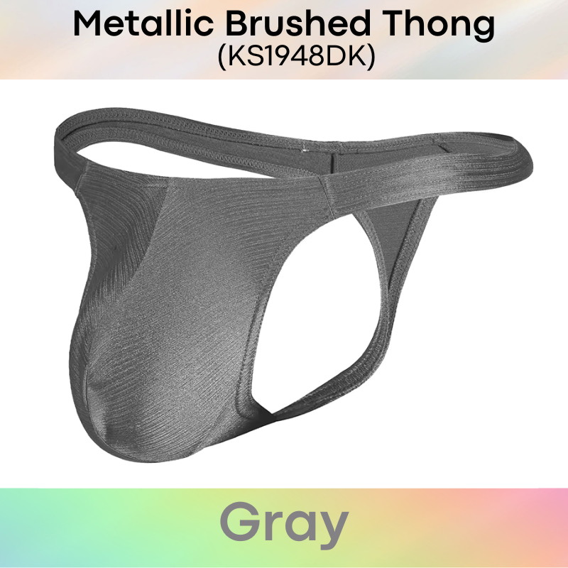 Men's Thong: Polyester Metallic Brushed Thong with 3D Pouch (KS1948DK)