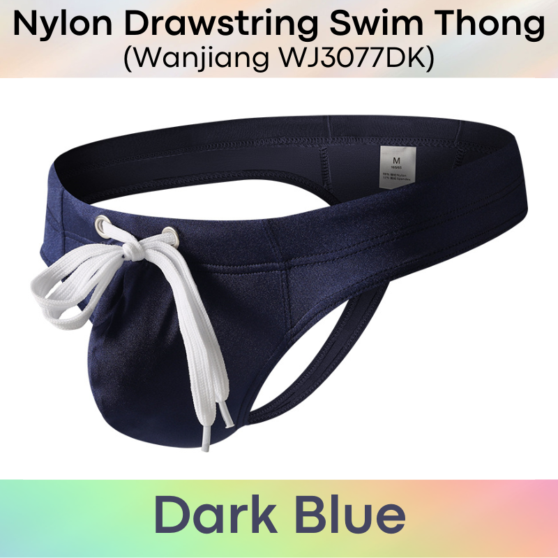 Men's Swimwear: Nylon Swim Thong with Drawstring (WJ3077DK)