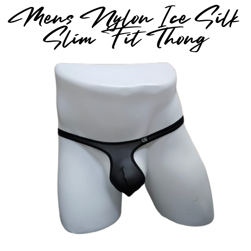 Men's Thong: Nylon Ice Silk Slim Fit Pouch Thong Underwear (UM0099)