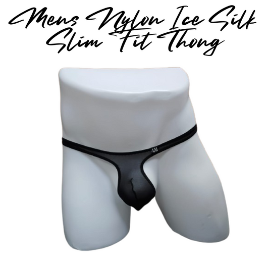 Men's Thong: Nylon Ice Silk Slim Fit Pouch Thong Underwear (UM0099)