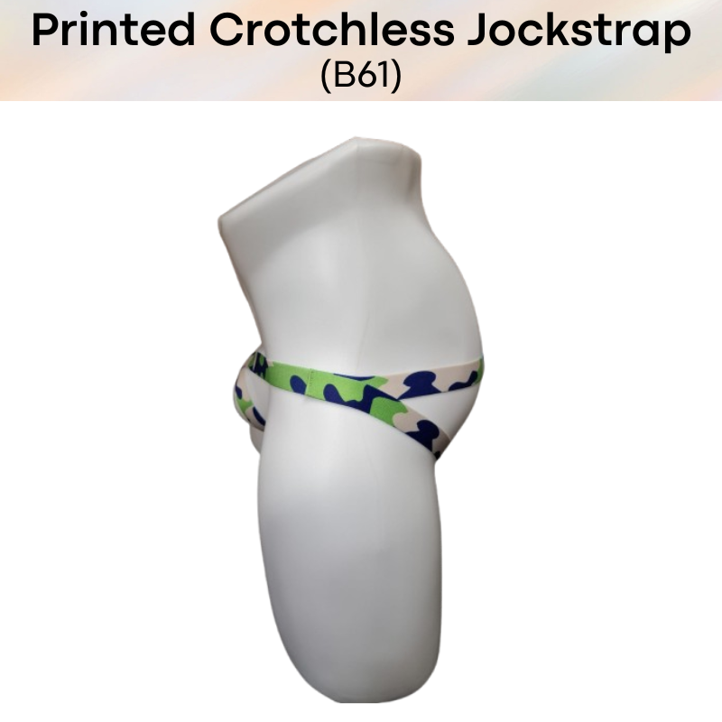 Men's Jockstrap: Polyester Printed Design Crotchless Jockstrap Underwear (B61)