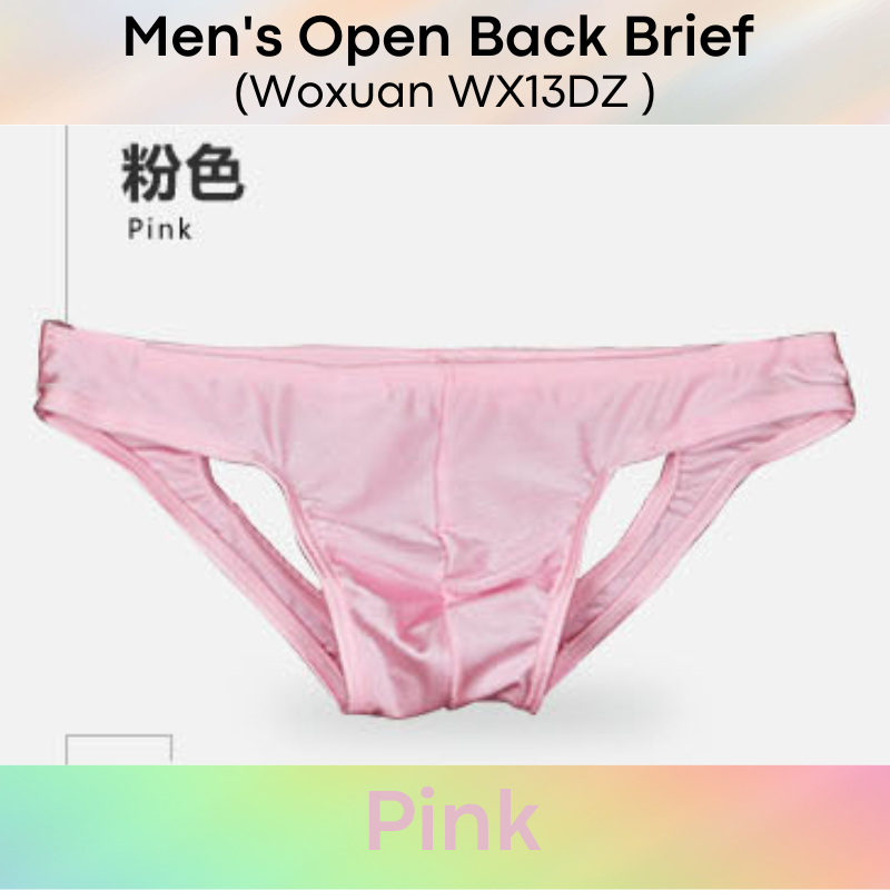 Men's Brief : Open Back Low Waist Metallic Brushed Polyester Brief (Woxuan WX13DZ)