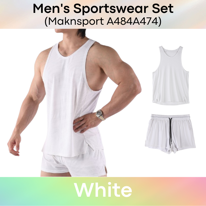 Men's Sportswear : Sleeveless Tee and Shorts with Inner Anti-Abrasion Tights (Maknsport A484/A474)