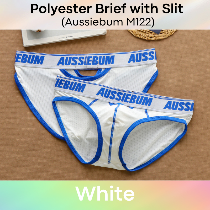 Men's Brief: Polyester Brief with Airholes and Front/Rear Slit Opening (M122)