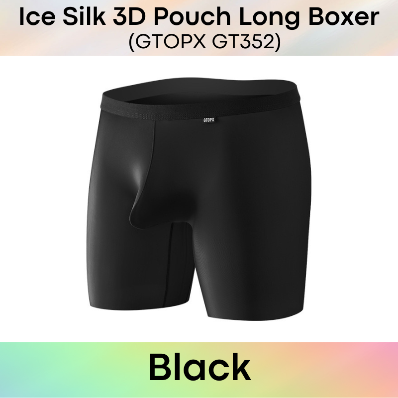 Men's Boxer : Nylon Ice Silk 3D Pouch Long Boxer (GTOPX GT352)