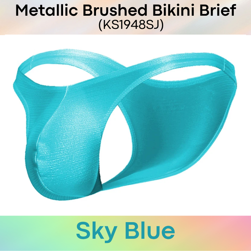 Men's Brief: Polyester Metallic Brushed Bikini Brief with 3D Pouch (KS1948SJ)