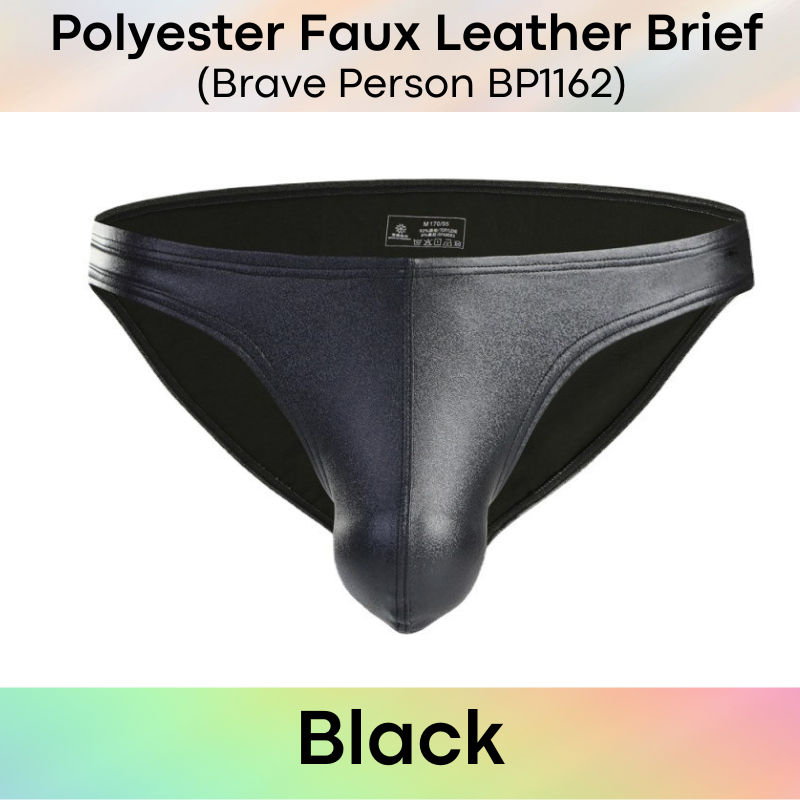 Men's Brief : Polyester Faux Leather Brief (Brave Person BP1162)