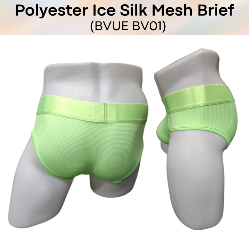 Men's Brief: Polyester Ice Silk Mesh Sports Brief in Metallic Colours Underwear (BV01)