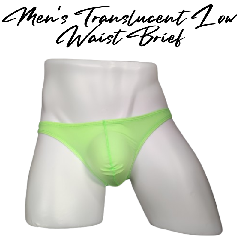 Men's Brief : Translucent Low Waist Ice Silk Brief Underwear (Miboer M406)