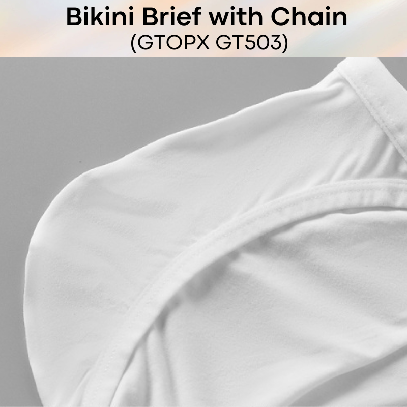 Men's Brief: Nylon Bikini Brief with Non-Removable Side Metal Chain (GT503)