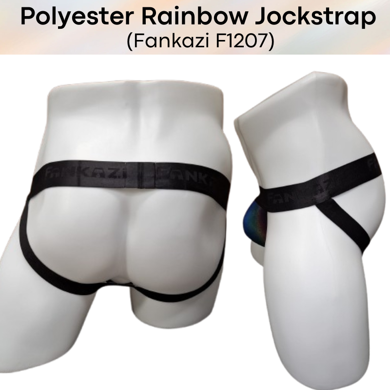Men's Jockstrap: Polyester Rainbow Jockstrap Underwear (F1207)
