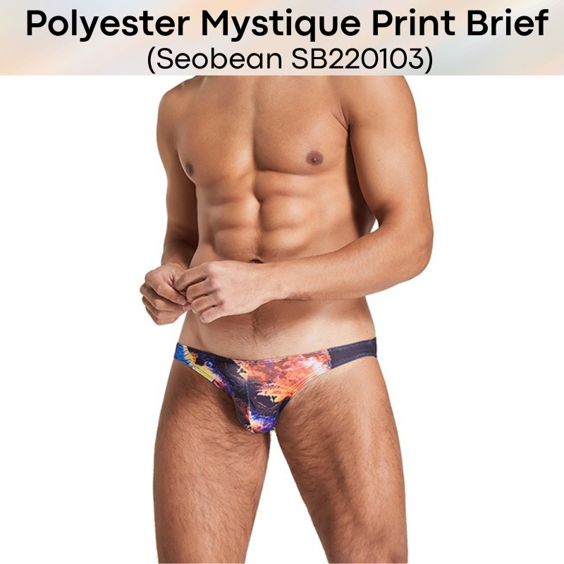 Men's Brief: Polyester Mystique Print Low Rise Bikini Brief (SB220103)
