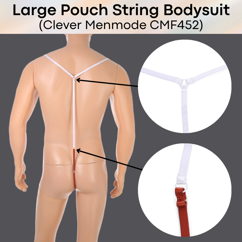 Men's Bodysuit: Large Pouch Adjustable String Bodysuit with GString Underwear (CMF452)