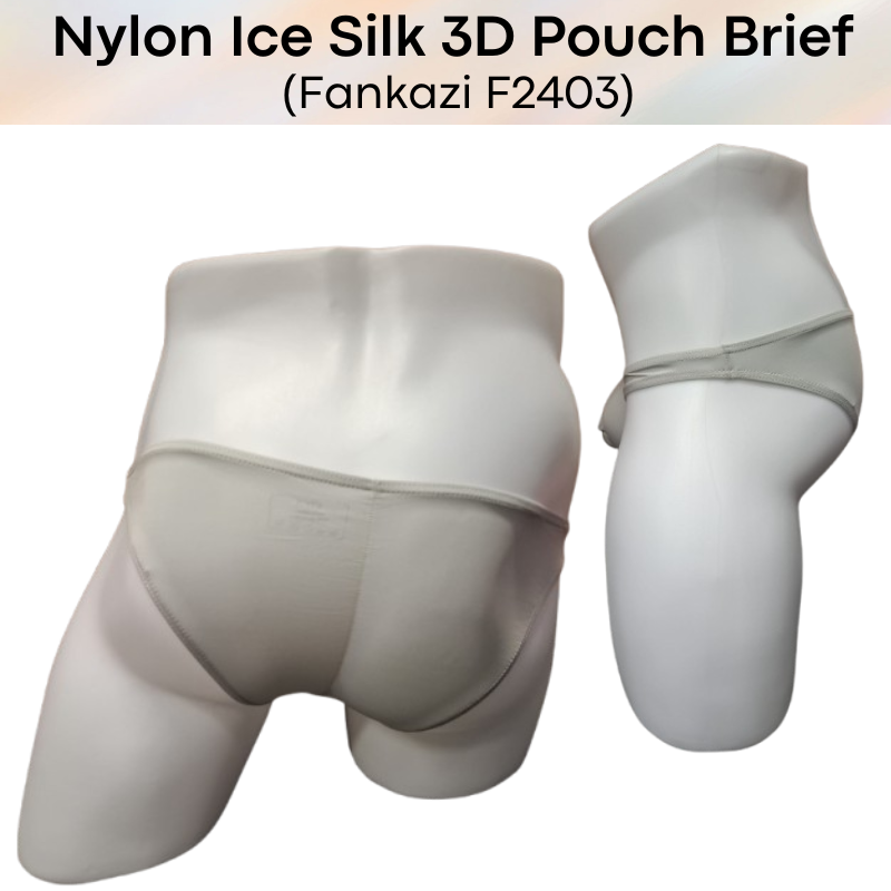 Men's Brief: Nylon Ice Silk Brief with 3D Pouch and Rear Mid Insewn (F2403)