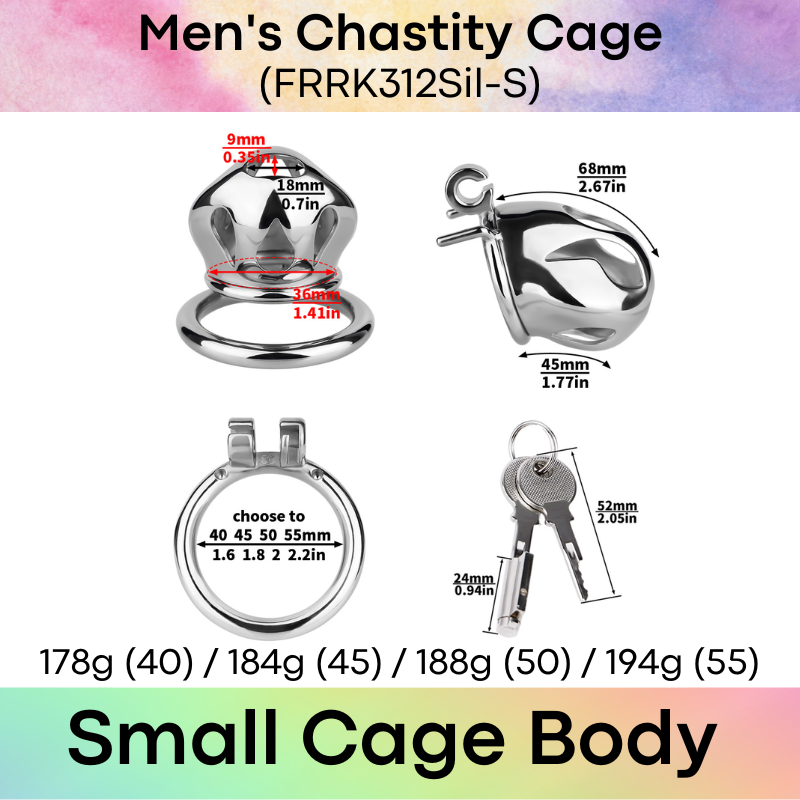 Adult Toy: Men's 304 Stainless Steel Cobra Head Chastity Cage (FRRK312)