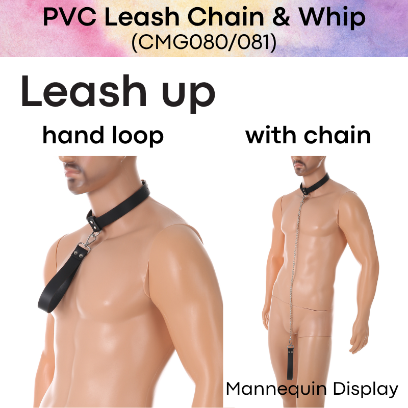 Adult Toy: Unisex PVC Leash and Whip Set (CMG080/CMG081)