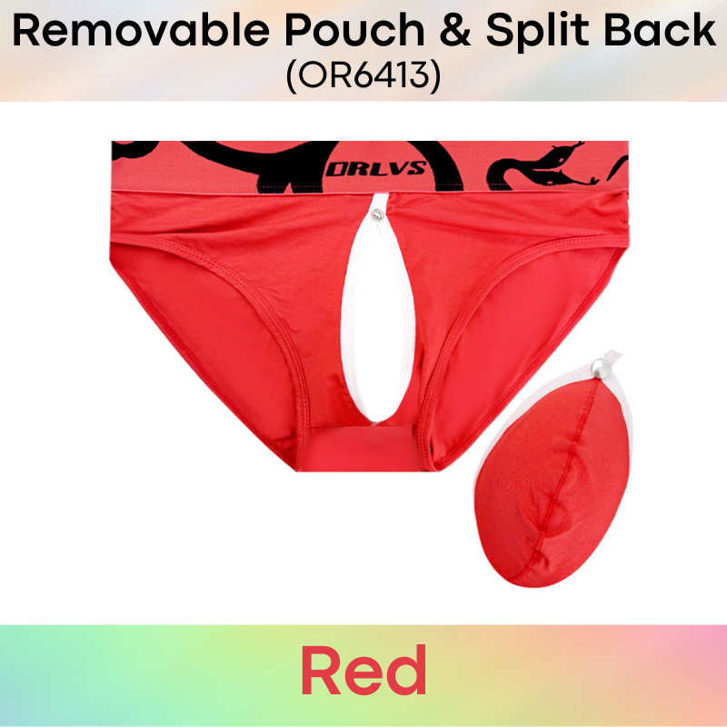 Men's Brief: Modal Fabric Brief with Removable Pouch and Slit Open Back Underwear (OR6413)
