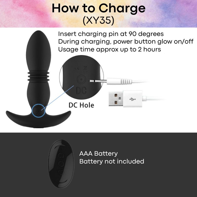 Adult Toy: Silicone Thrusting Vibrator Butt Plug (XY35)