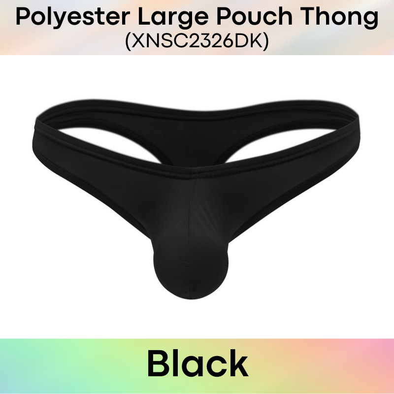 Men's Thong: Polyester Large 3D Pouch T Back Thong Underwear (XNSC2326DK)