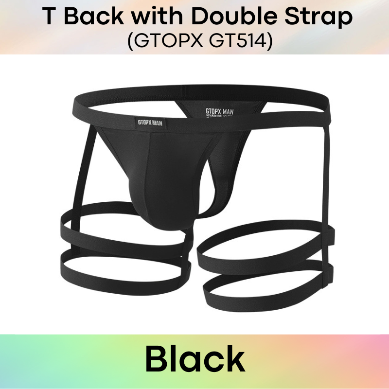 Men's Thong: Regenerated Fibre T Back with Double Thigh Strap Underwear (GT514)