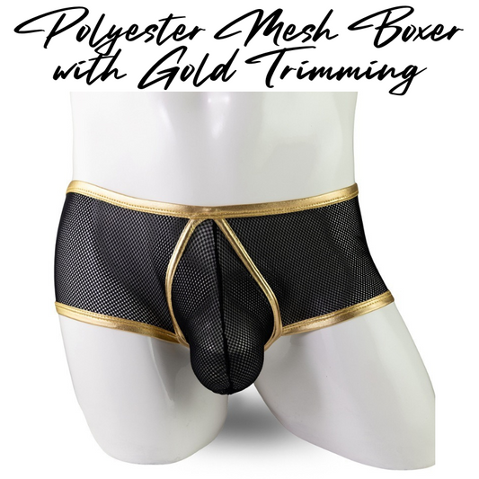 Men's Boxer : Polyester Mesh Boxer with Gold Trimmings (DF37)