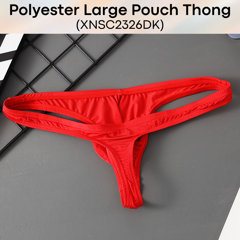 Men's Thong: Polyester Large 3D Pouch T Back Thong Underwear (XNSC2326DK)