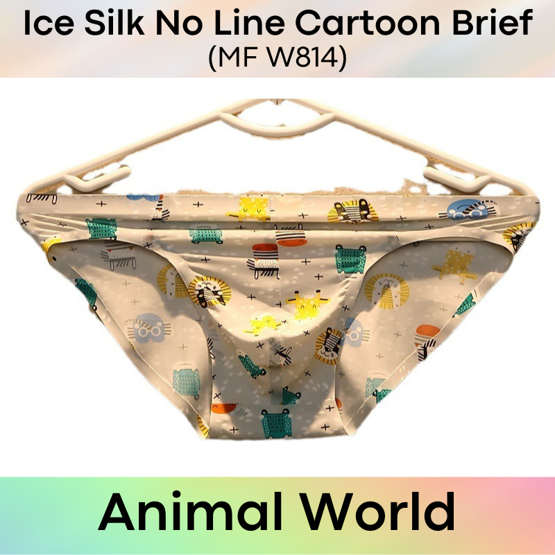 Men's Brief : Polyester Ice Silk Cartoon Print Brief (MF W814)