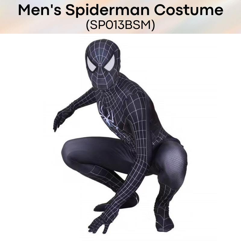 Men's Costume: Black Spiderman Costume (Bodysuit + Mask) (SP013BSM)