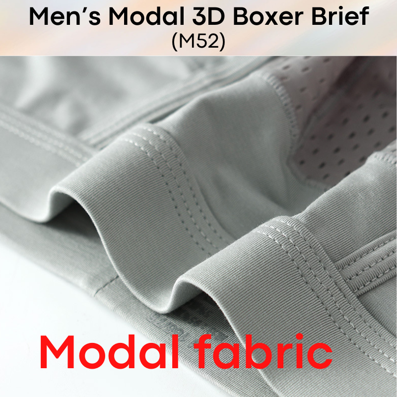 Men's Boxer : Modal Fabric Half Mesh Pouch 3D Design Boxer Brief Trunks (M52)