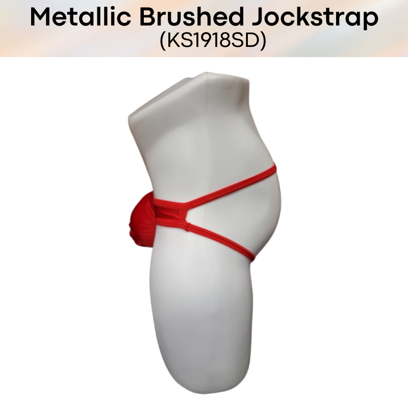 Men's Jockstrap: Polyester Metallic Brushed Look Jockstrap with Large 3D Pouch (KS1918SD)