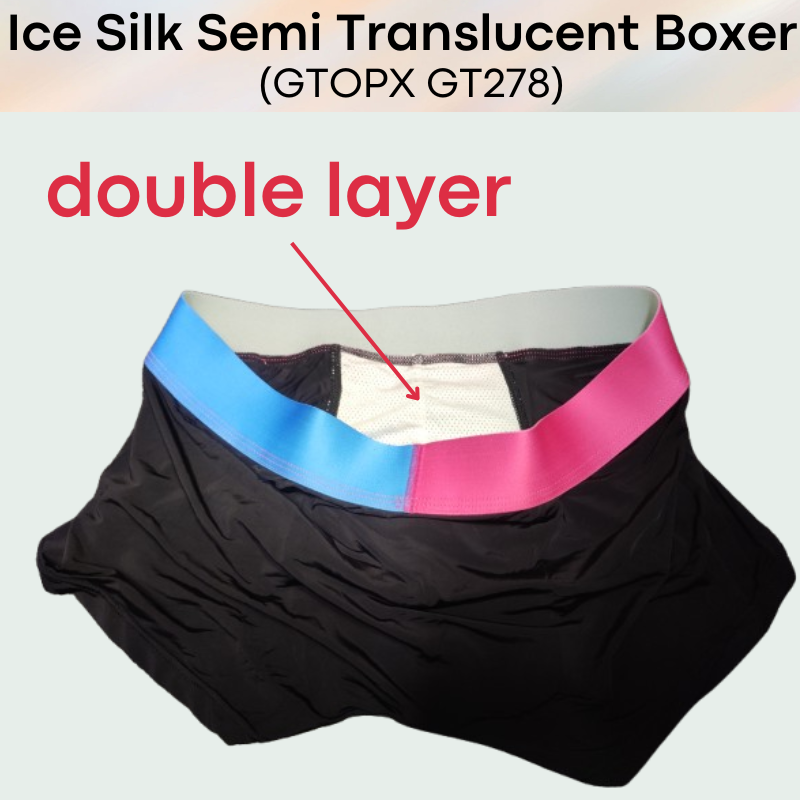 Men's Boxer : Nylon Ice Silk Semi Translucent with Double Layer Pouch (GTOPX GT278)