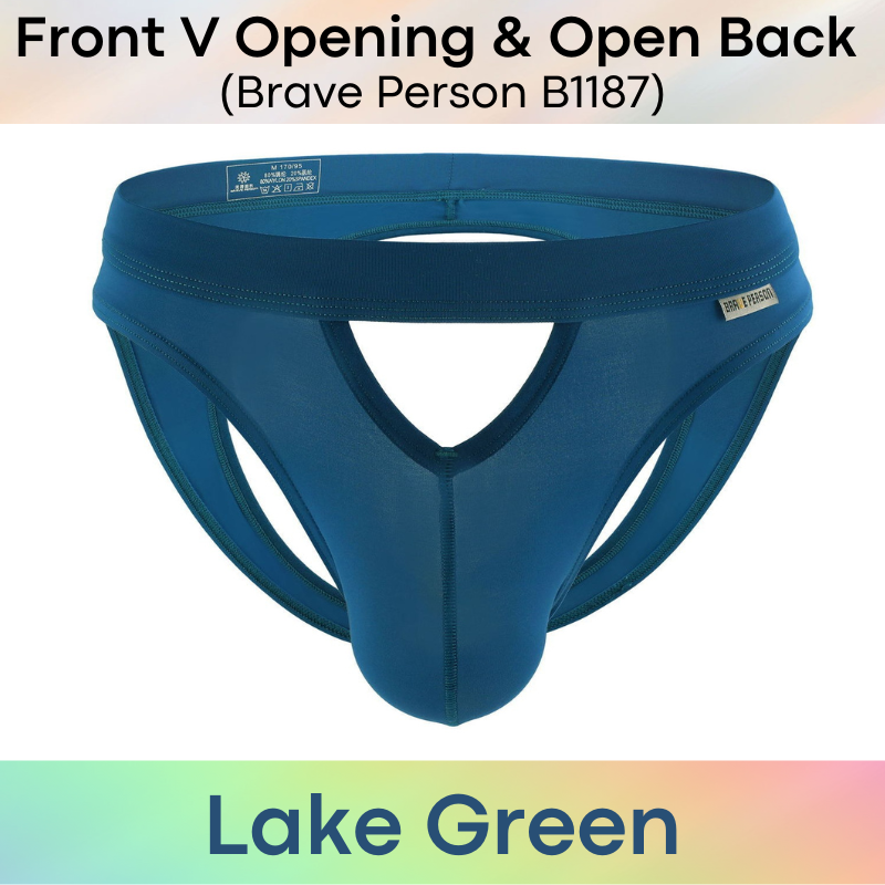 Men's Brief : Front V Opening/Open Back Underwear (Brave Person BP1187)